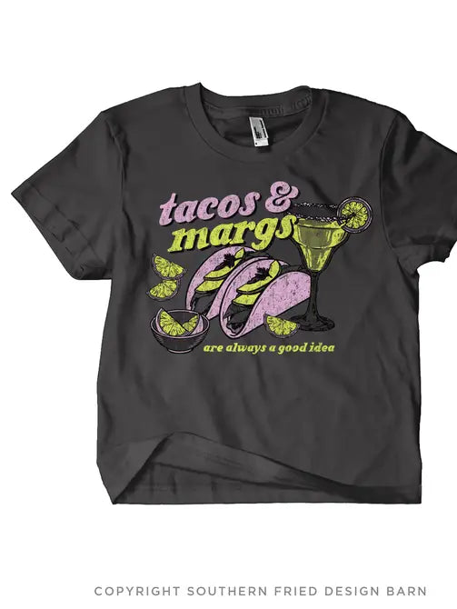 NEW "Tacos & Margs" Mid Length Crop Shirt
