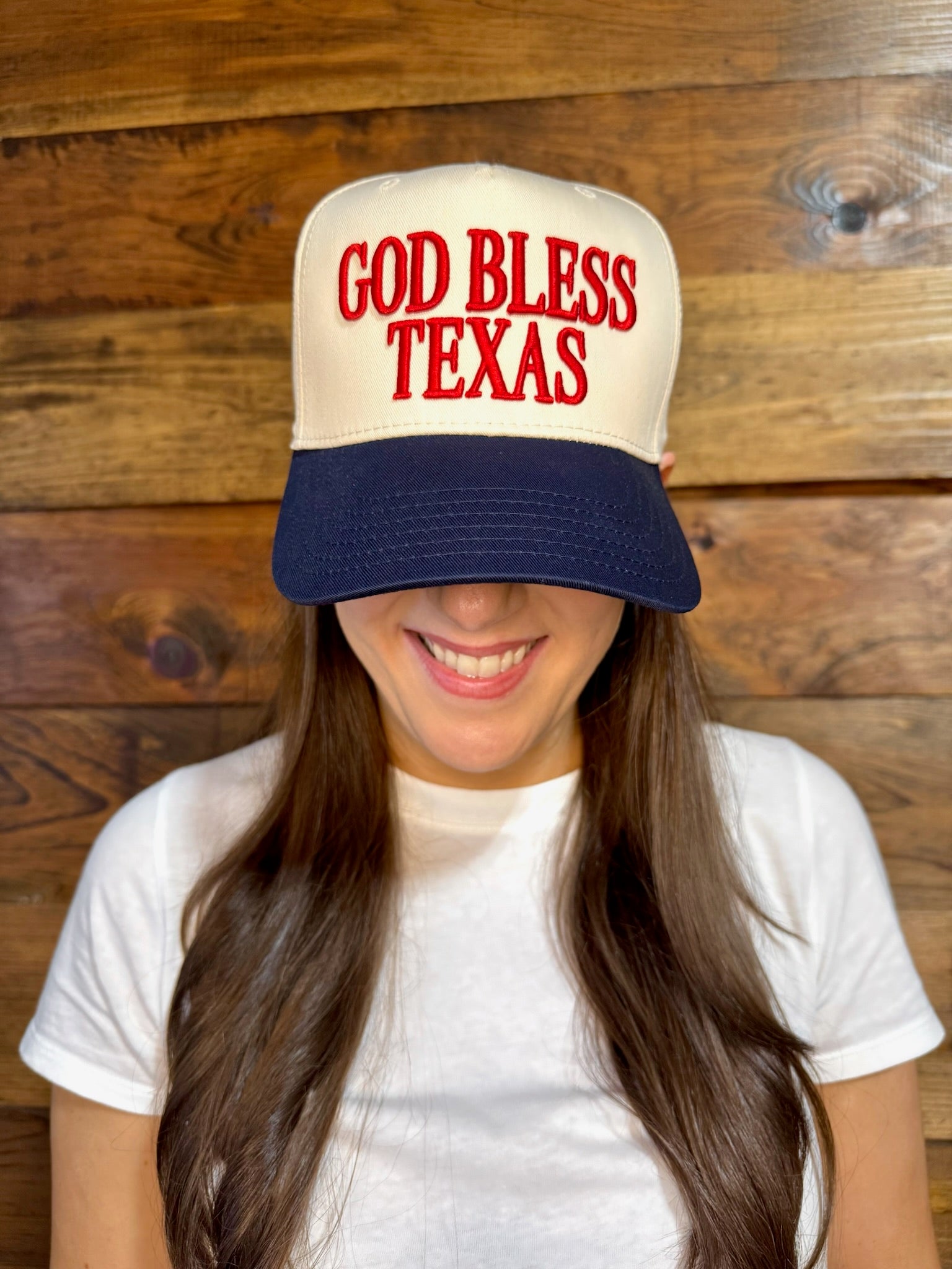 God Bless Texas Embroidered Trucker Hat