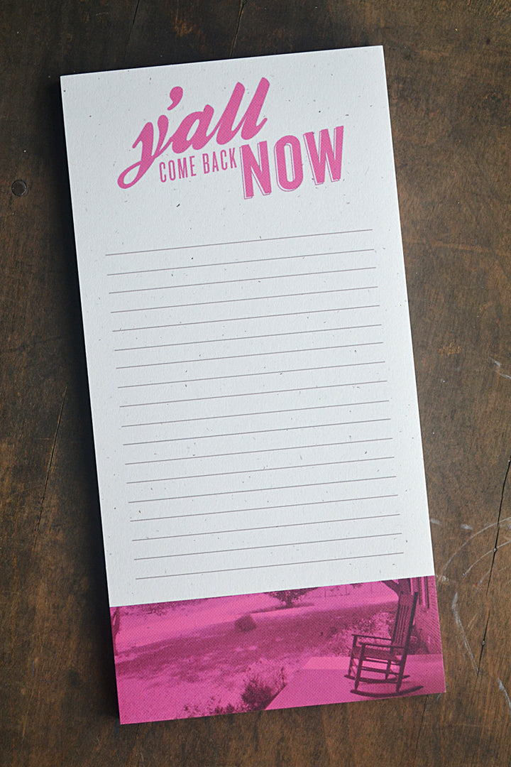 Y'all Come Back Now Notepad