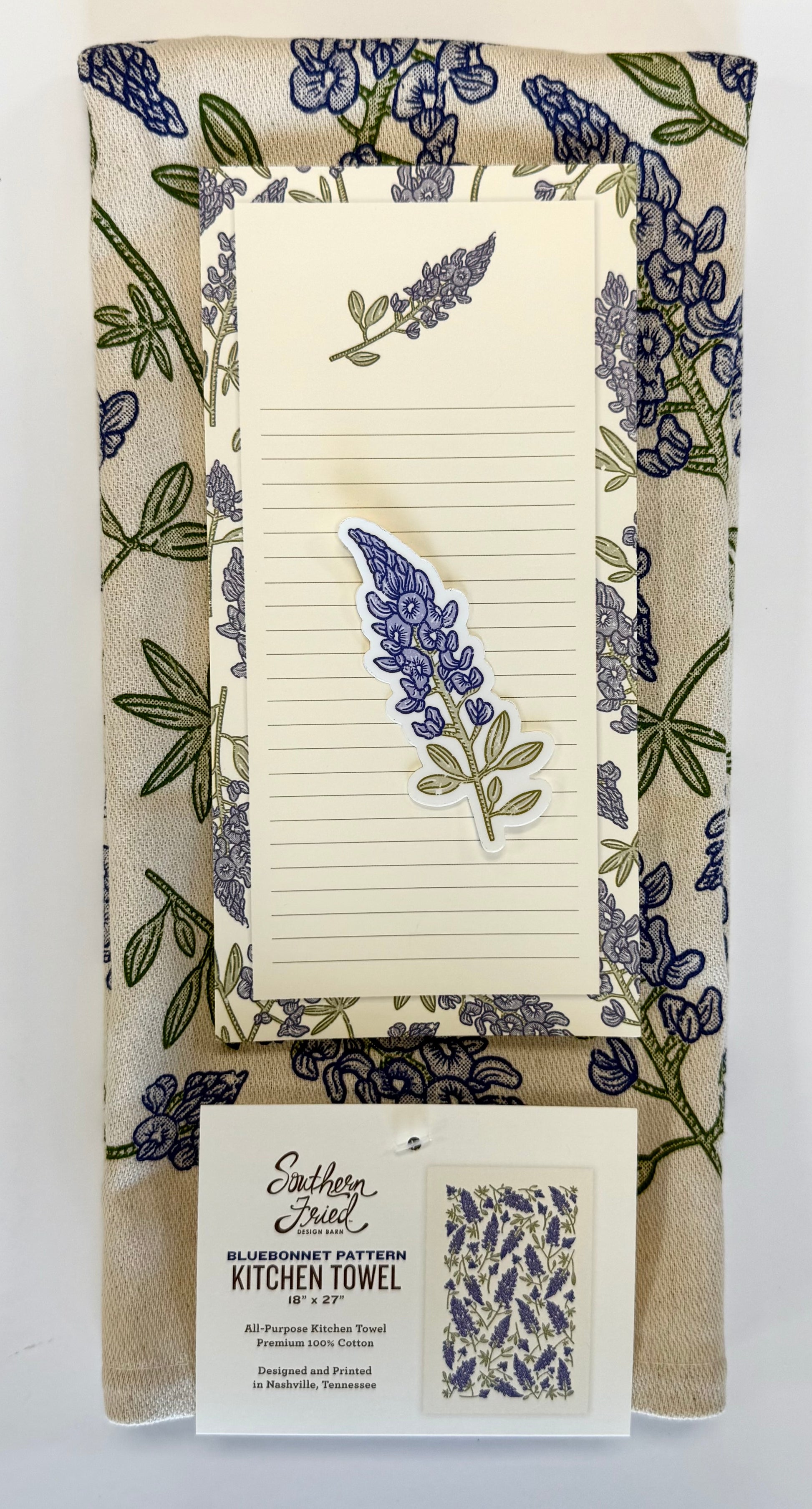 Bluebonnet Gift Set - Kitchen Towel, Notepad, & Sticker