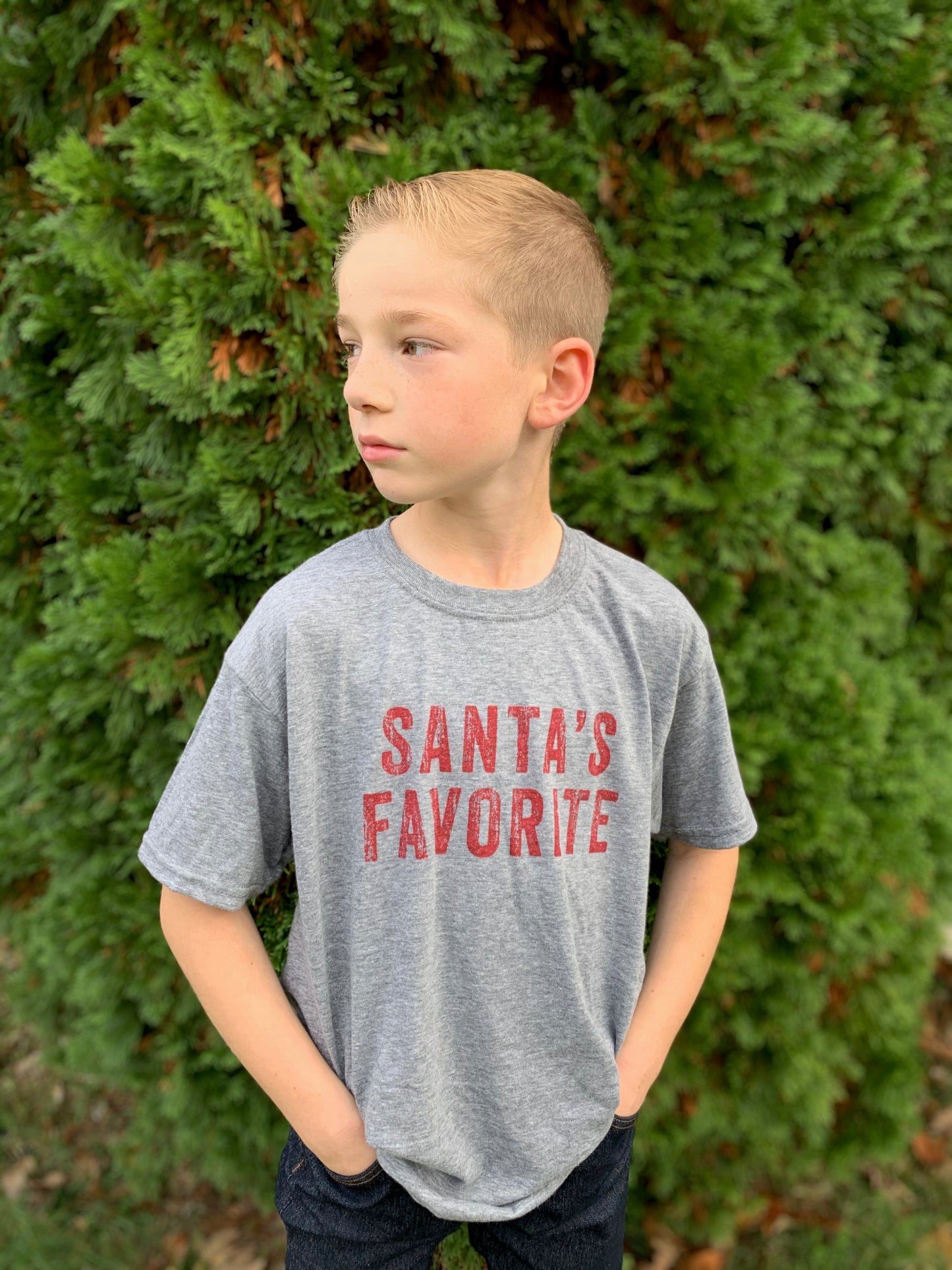 Santa's Favorite Grey YOUTH Shirt