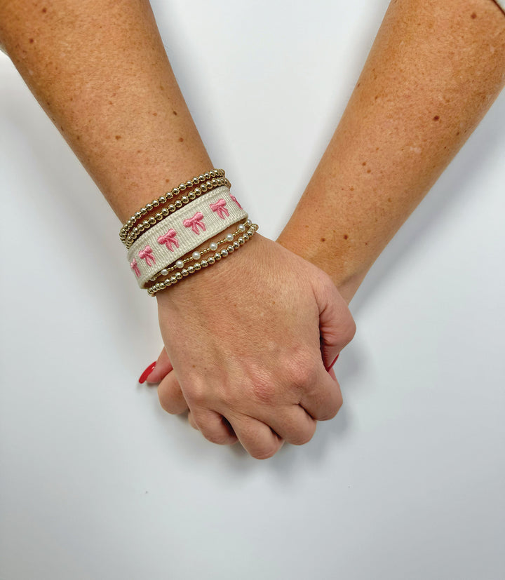 Pink Bows Woven Bracelet