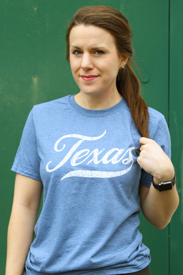 Texas Script - Heather Indigo Blue T-shirt