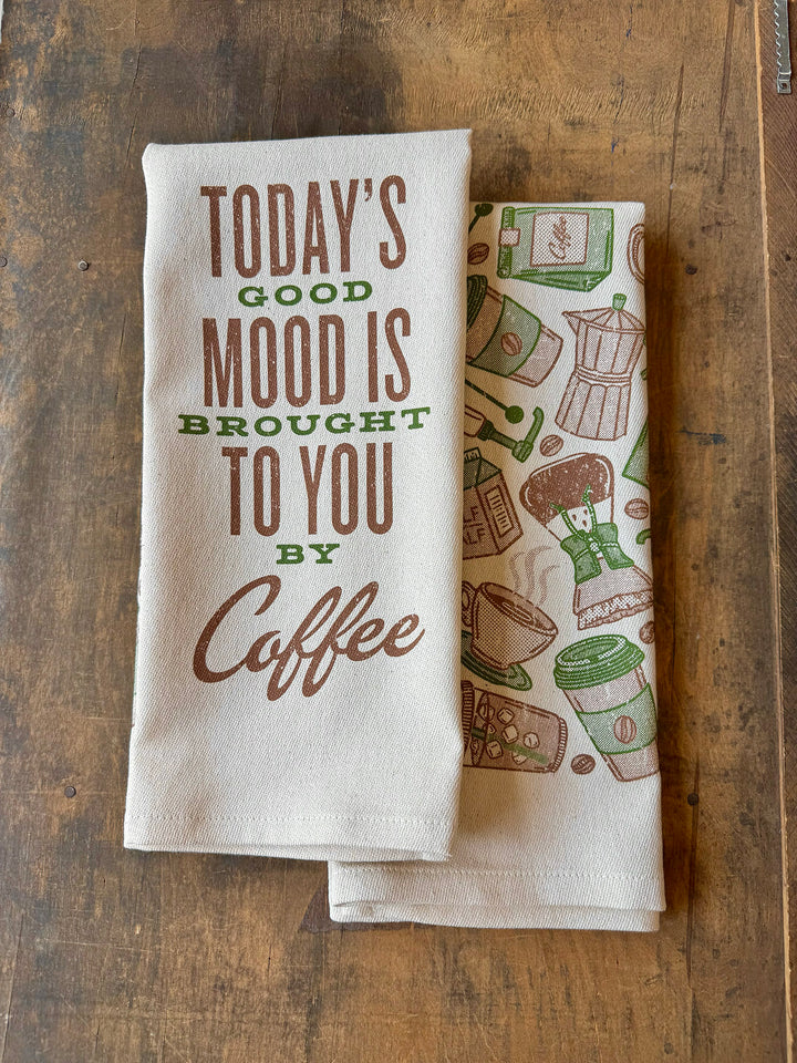 NEW "Today's Good Mood Brought To You By Coffee" Kitchen Towel