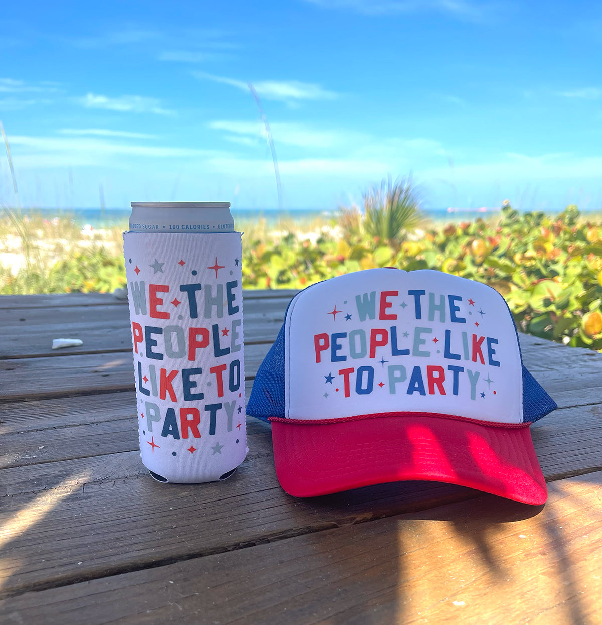 We The People Like To Party- Slim Can Coozie