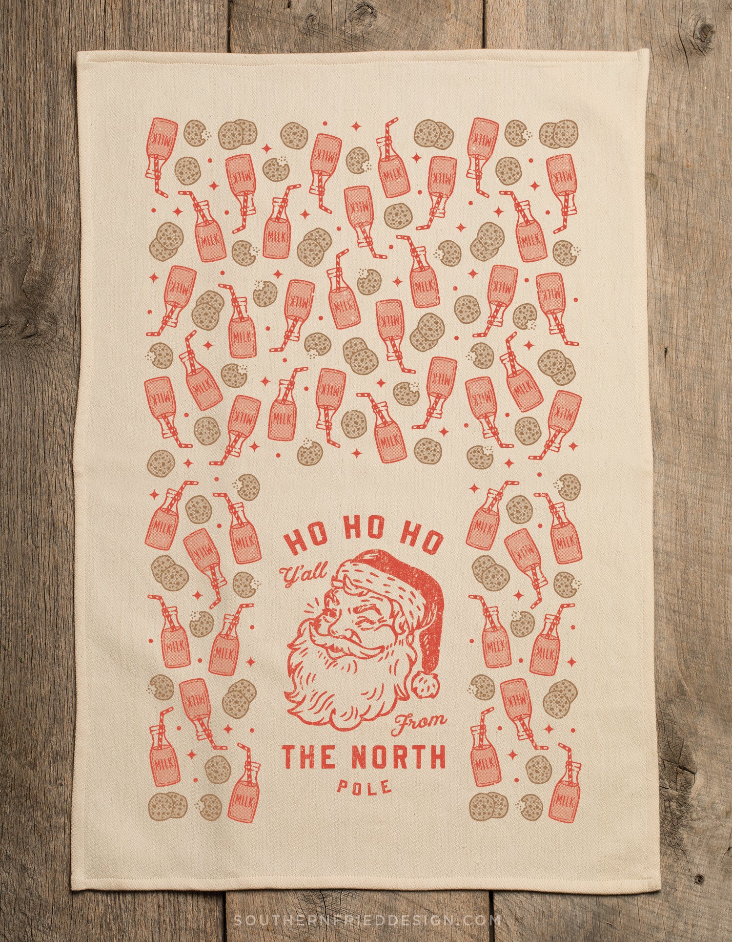 Winking Santa From The North Pole-Kitchen Towel