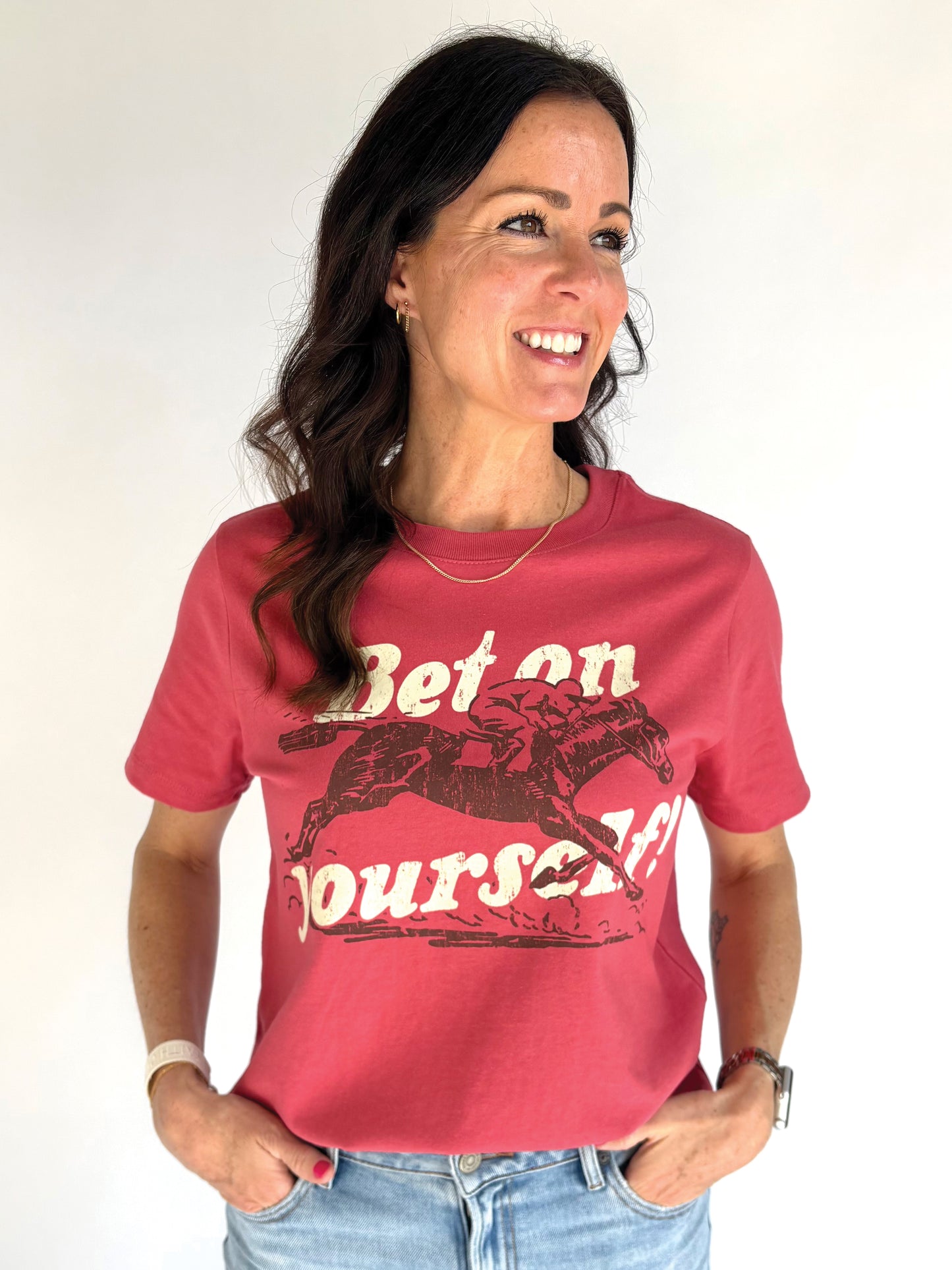 Bet On Yourself Mid Length Crop Shirt