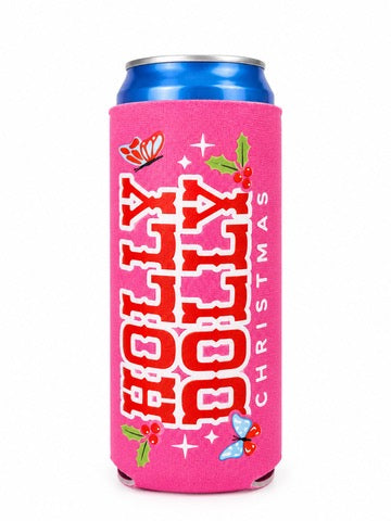 Holly Dolly Christmas - Slim Can Coozie