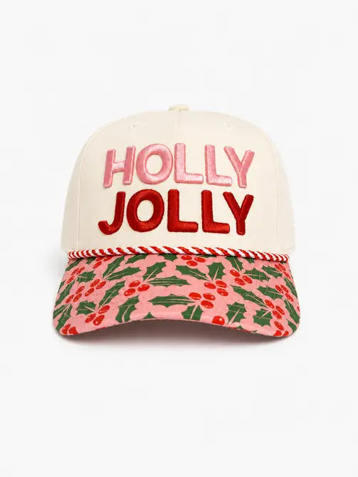 Holly Jolly Puff Embroidered Trucker Hat