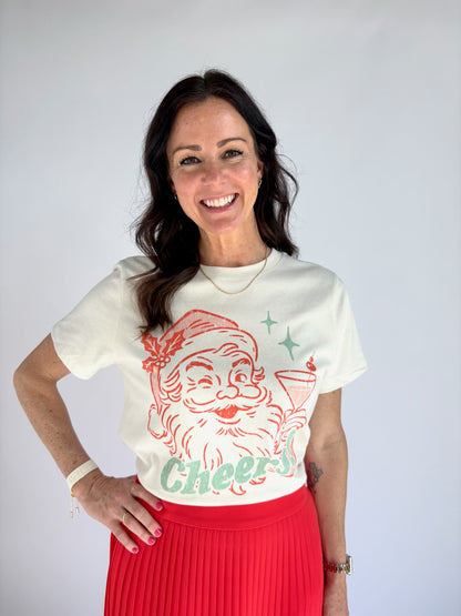Cheers Santa!  Mid Length Crop Shirt