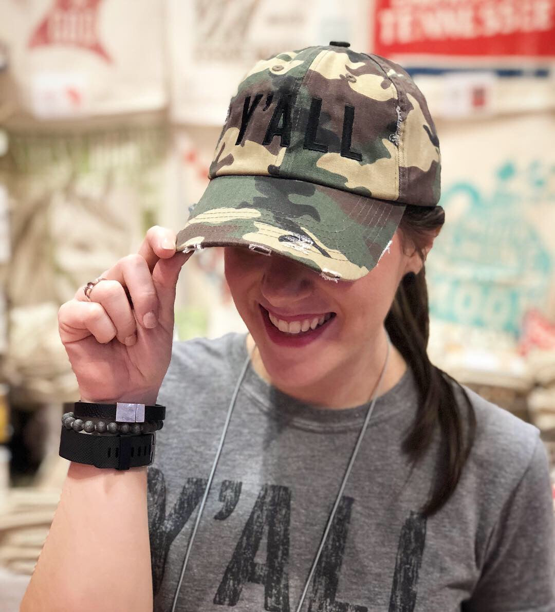 Y'all - Black Stitch Camo Hat