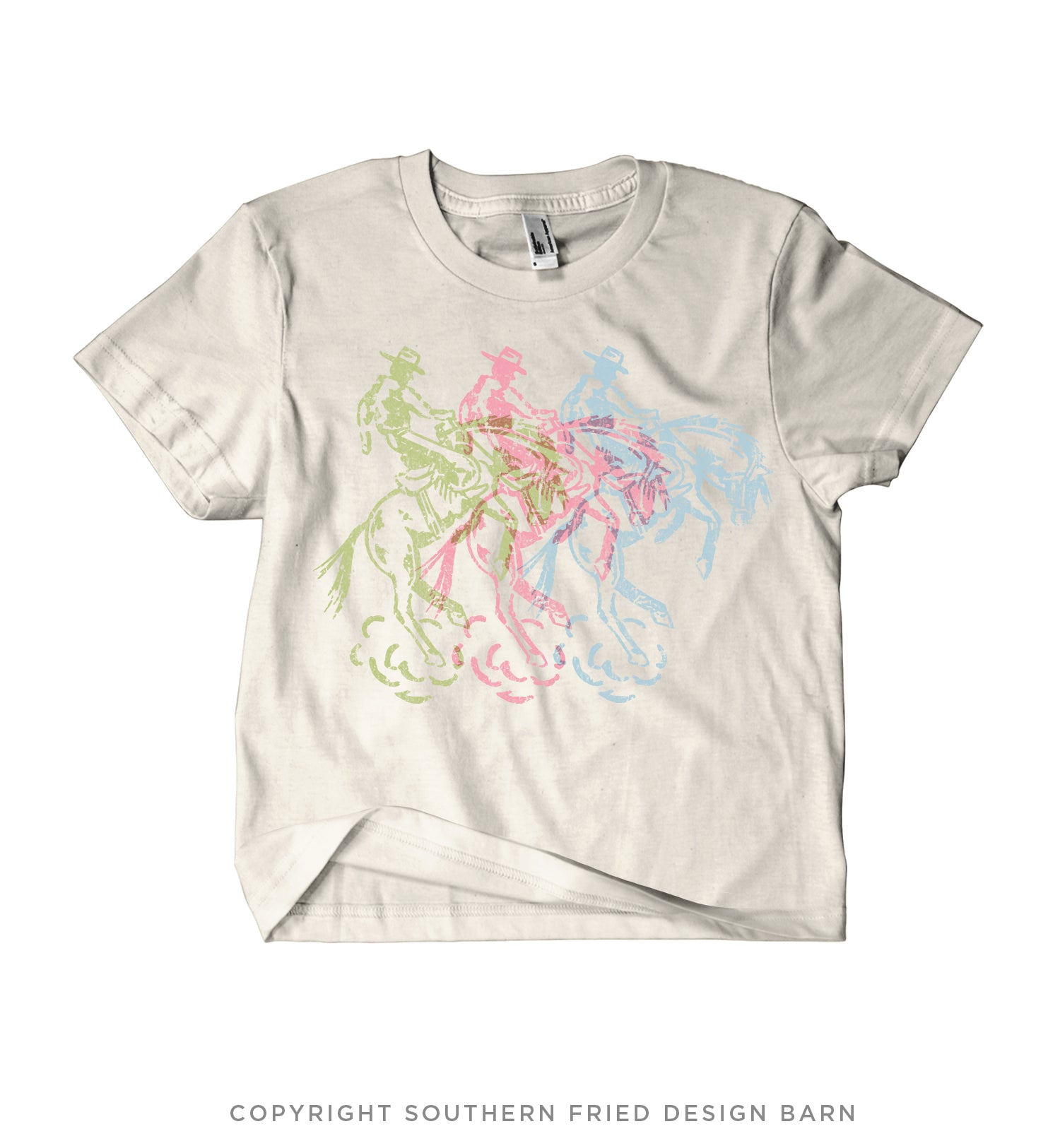 Bucking Cowboys Mid Length Crop Shirt