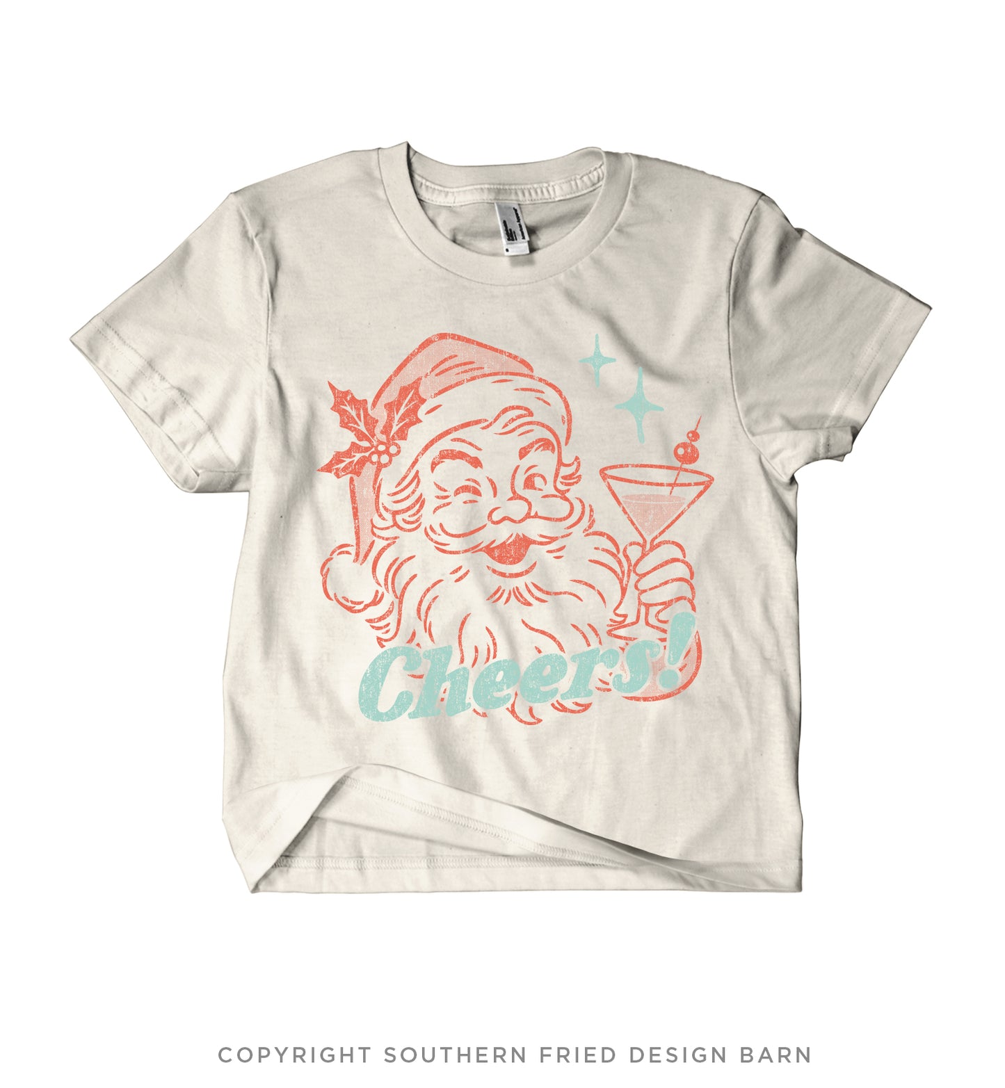 Cheers Santa!  Mid Length Crop Shirt