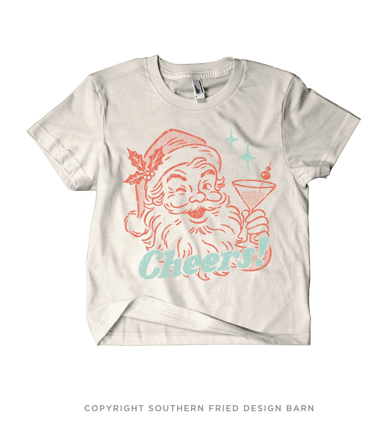Cheers Santa!  Mid Length Crop Shirt
