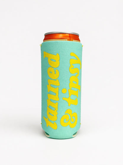 tanned & tipsy - Slim Can Coozie