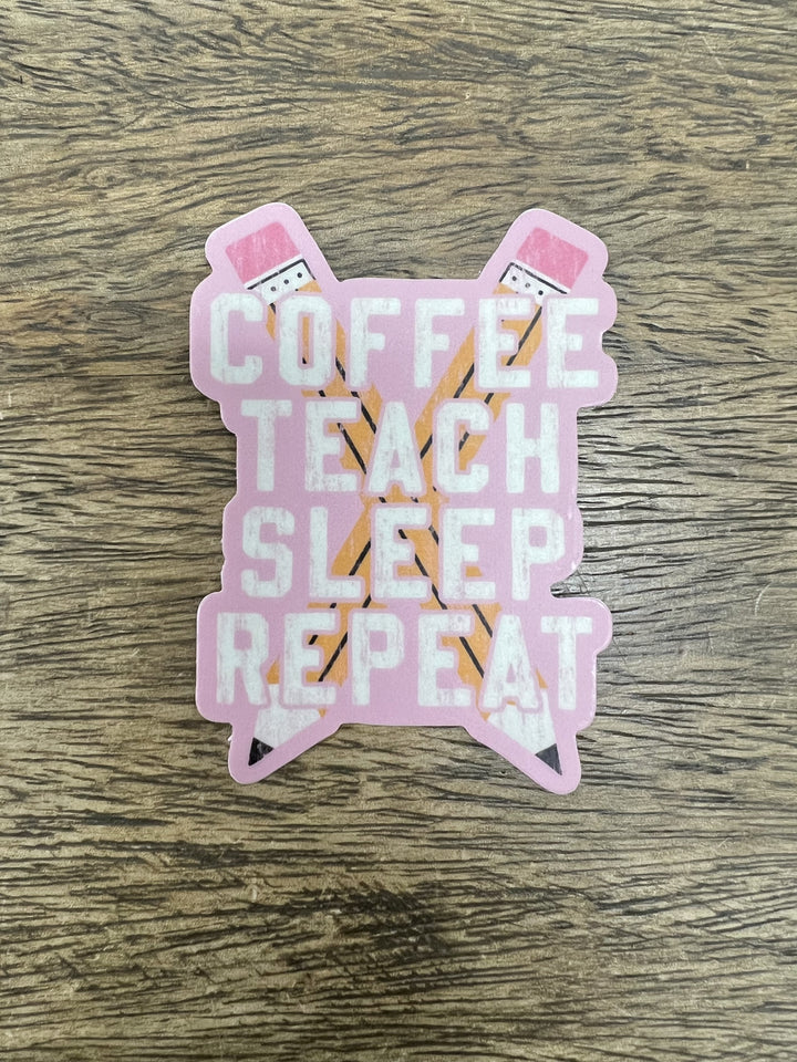 Coffee Teach Sleep Repeat Sticker