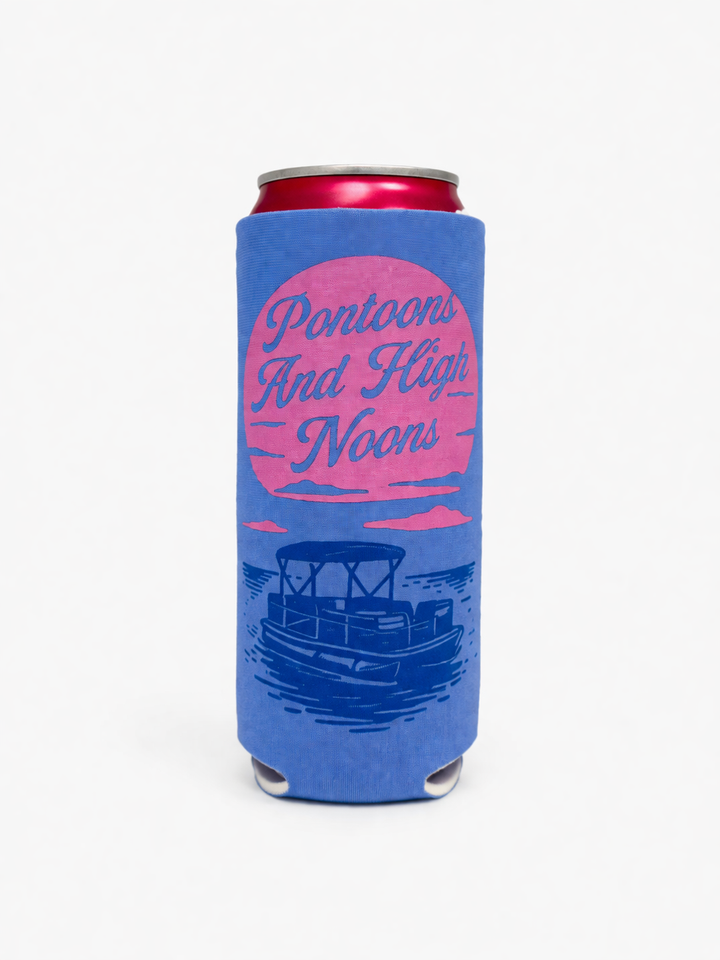 Pontoons and High Noons- Slim Can Coozie