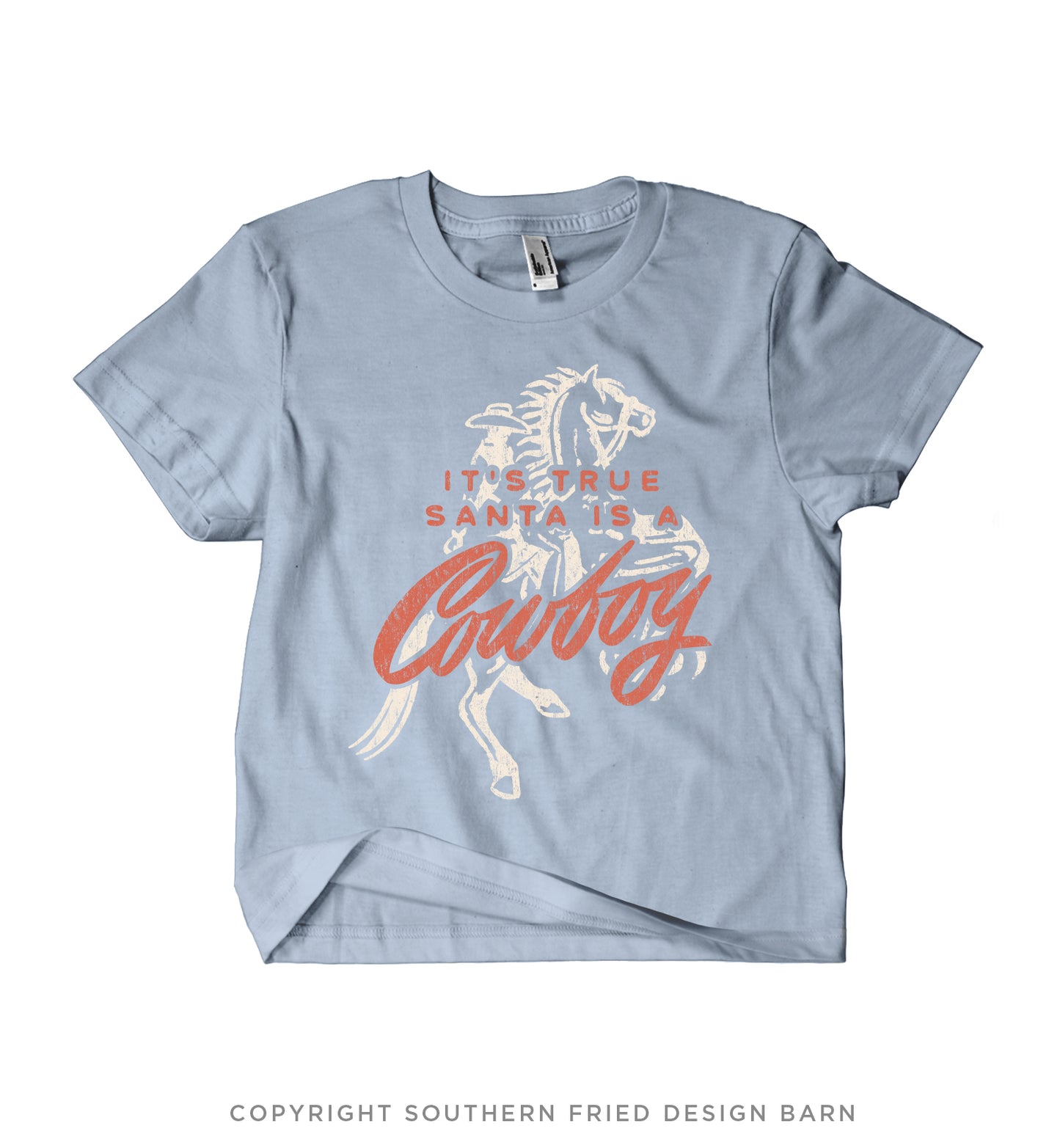 It's True Santa Is A Cowboy Mid Length Crop Shirt