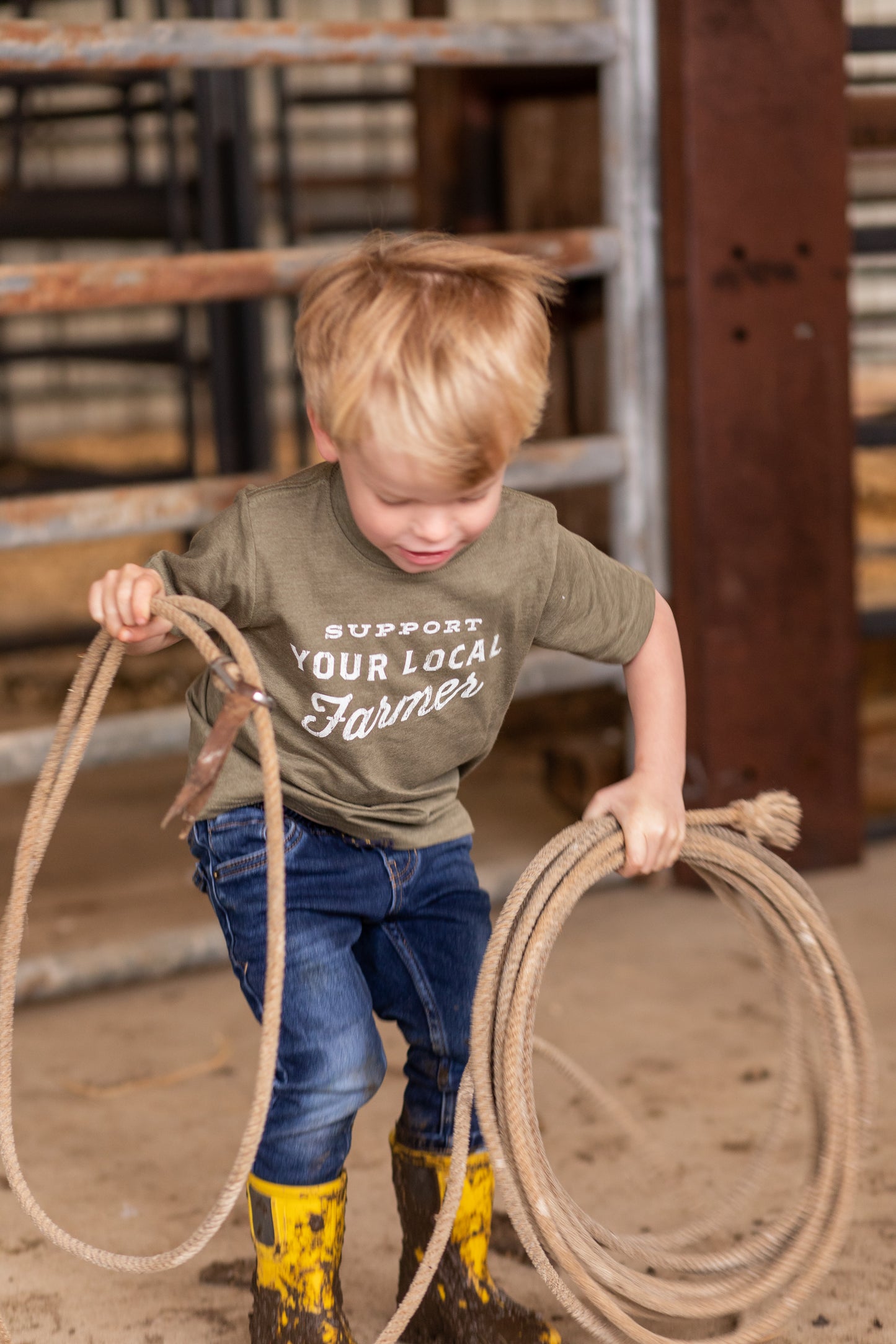 Support Your Local Farmer - Olive Toddler Shirt