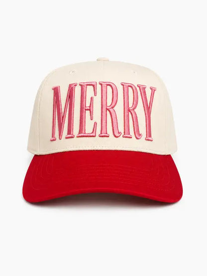 Merry Embroidered Trucker Hat (Pink/Red Combo)
